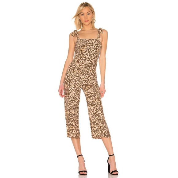 Faithfull the Brand Pants - Faithfull The Brand Women's Mila Animal Print Tie Straps Elsa Jumpsuit Size XS